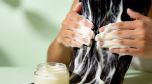 maschera naturale all'olio di cocco per capelli crespi
