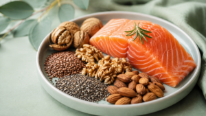 Pesce e frutta secca ricchi di omega-3 per la pelle