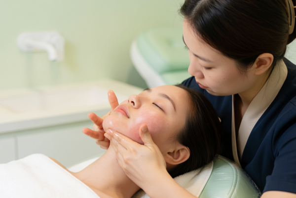 Donna durante un massaggio viso rassodante professionale
