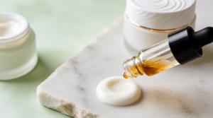 Gocce abbronzanti mescolate alla crema viso