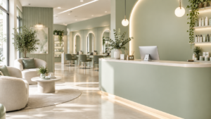 reception di un centro estetico in franchising con brand riconoscibile