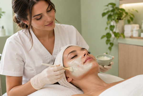 Estetista che esegue un trattamento viso, una figura chiave nella differenza tra estetista e cosmetologa