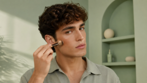 uomo con trucco contouring naturale