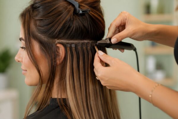 Applicazione di extension capelli naturali a cheratina in salone