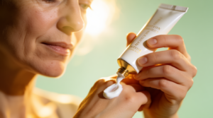 applicazione di crema notte per rinforzare la barriera cutanea