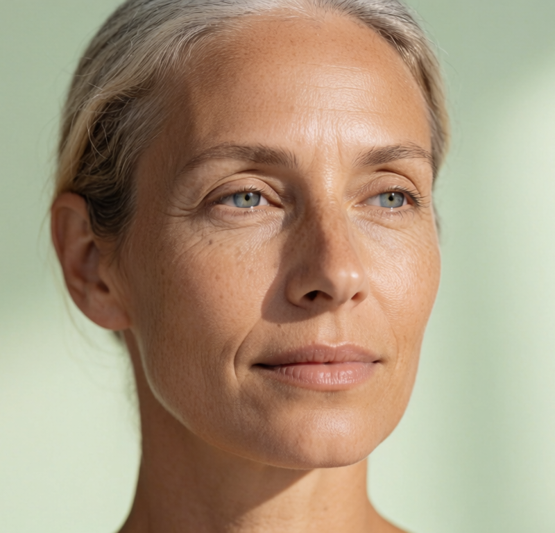 Donna con capelli in fase di transizione, effetto sale e pepe