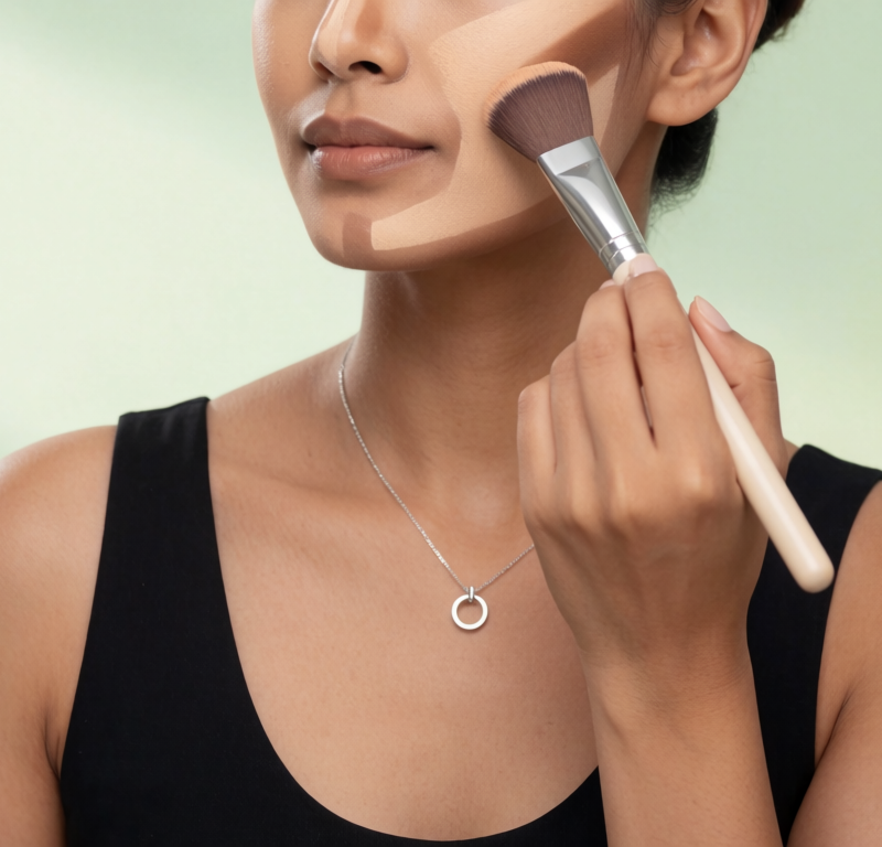donna applica contouring con pennello