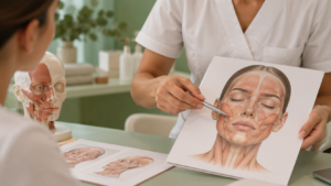 Studio dell’anatomia del viso durante il corso