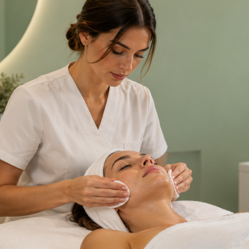 Estetista durante un corso filler labbra professionale