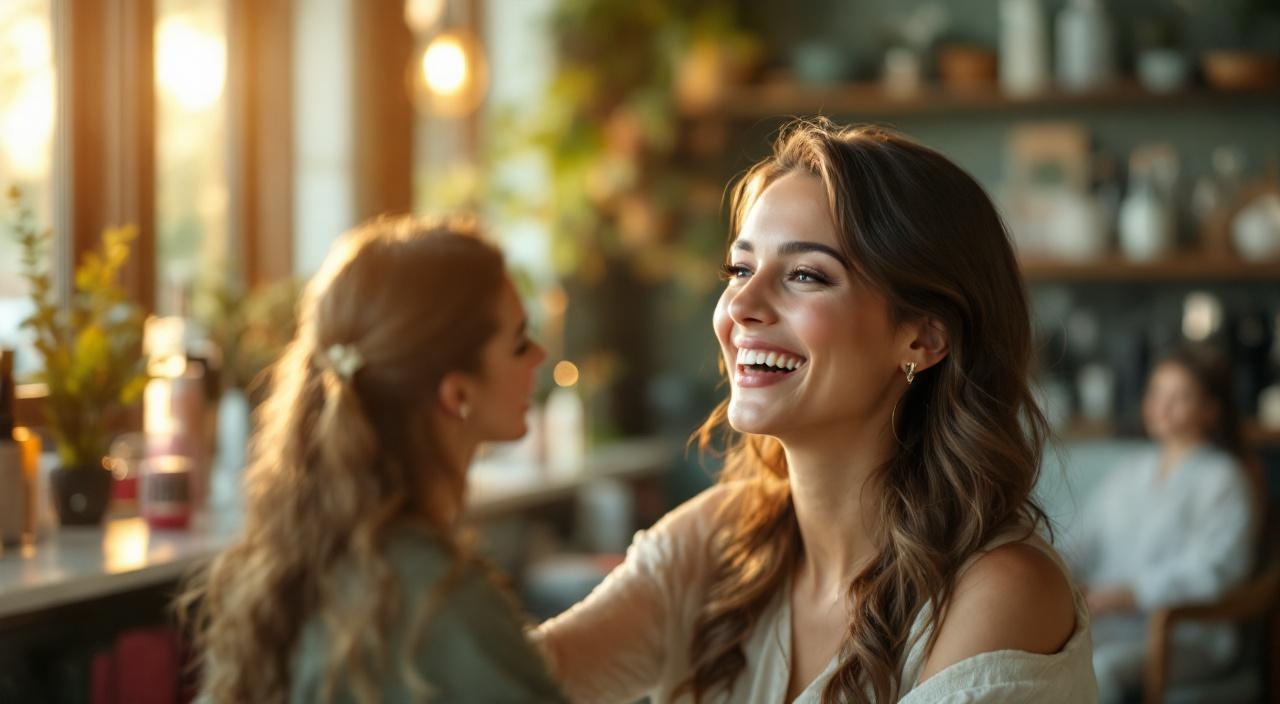 Proprietaria di salone soddisfatta che interagisce con una cliente fidelizzata — strategia di acquisizione e fidelizzazione clienti