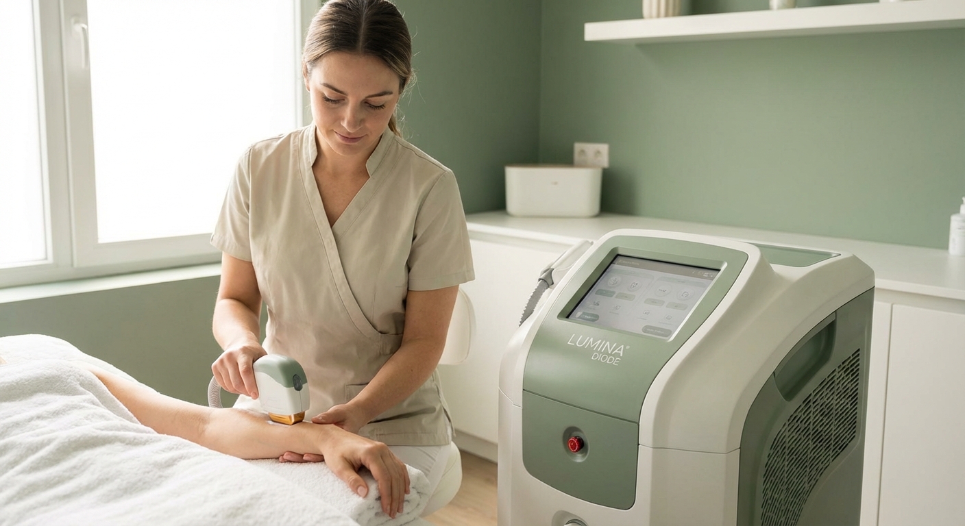 Trattamento epilazione laser con macchinario professionale a diodo