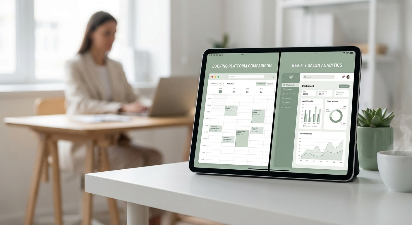Confronto piattaforme booking salone su tablet con calendario appuntamenti