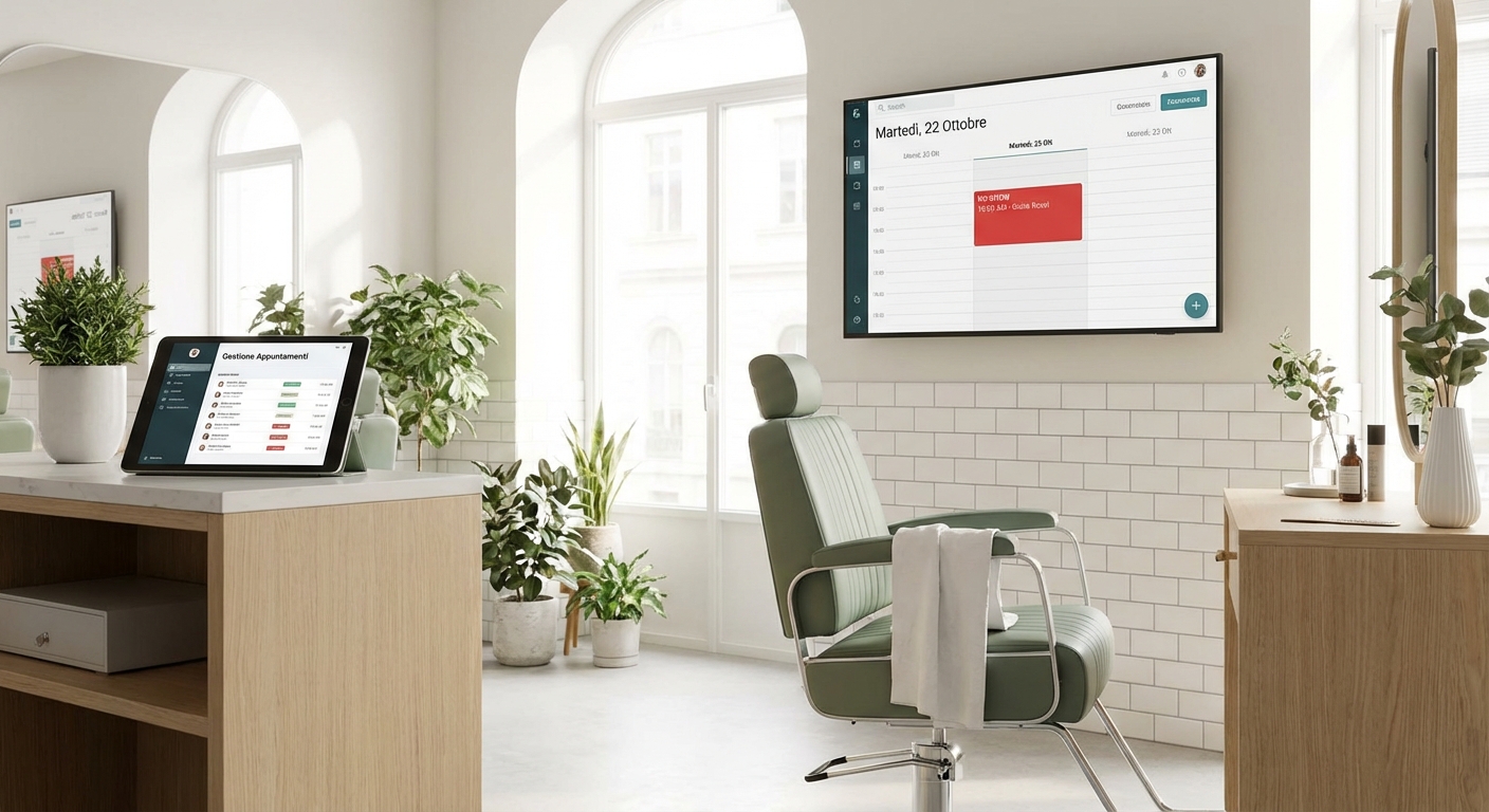 poltrona vuota del salone a causa di un no-show, appuntamento non rispettato