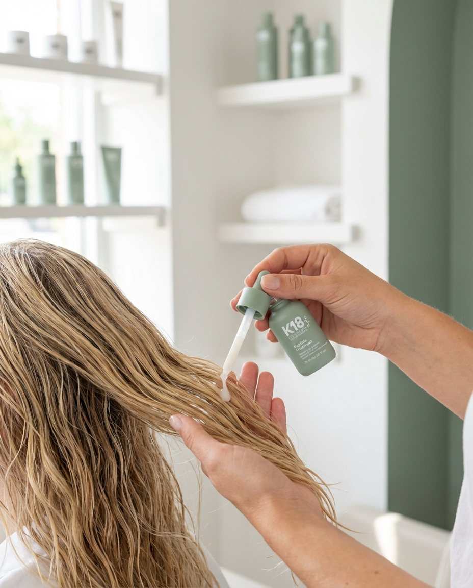 Applicazione trattamento K18 Peptide per il ripristino del capello