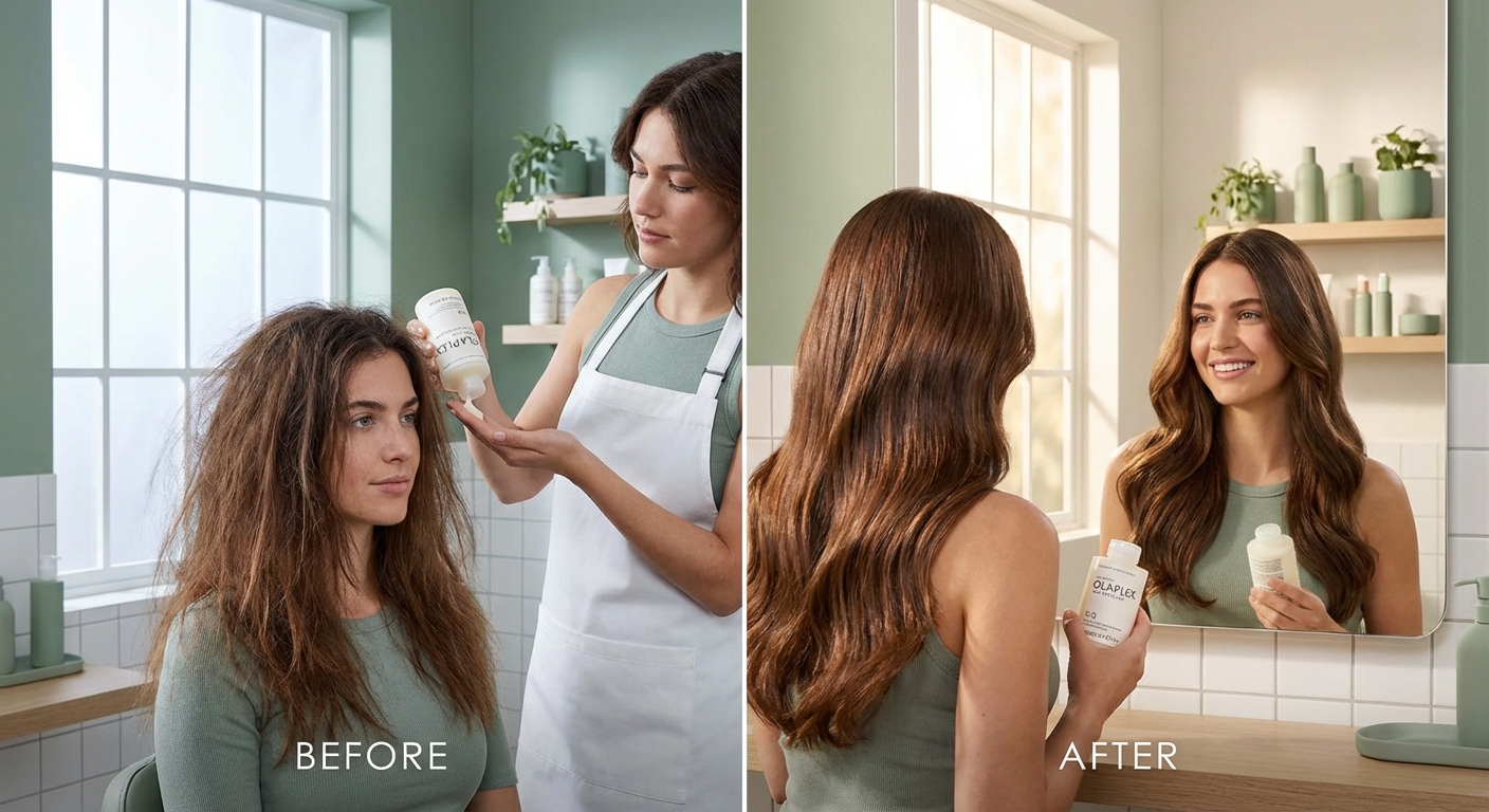 Risultati trattamento Olaplex su capelli lucidi e sani