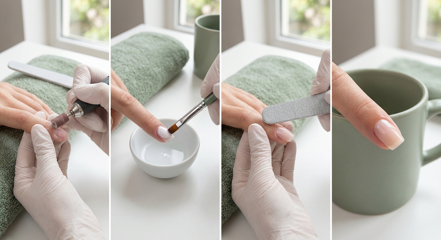 procedura di refill unghie step by step con strumenti professionali