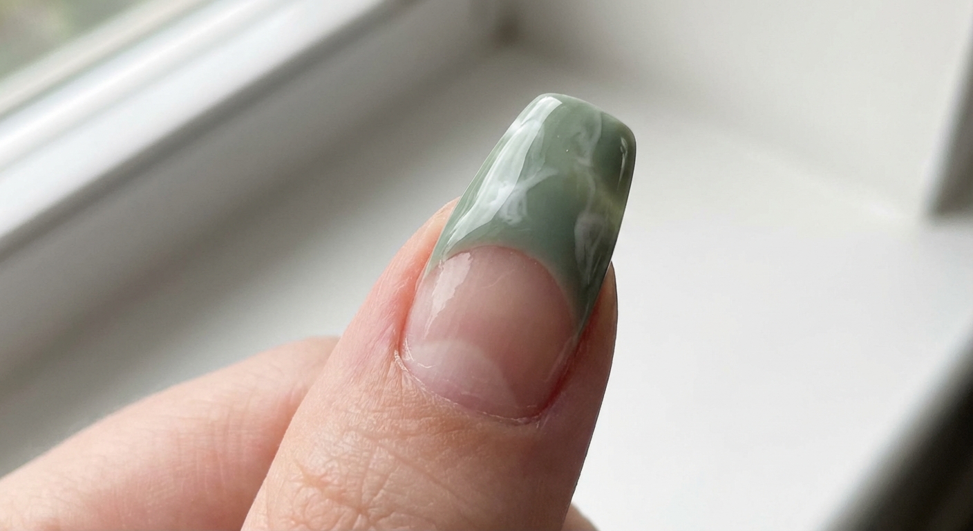 ricrescita visibile dell'unghia naturale sotto gel, zona da riempire nel refill