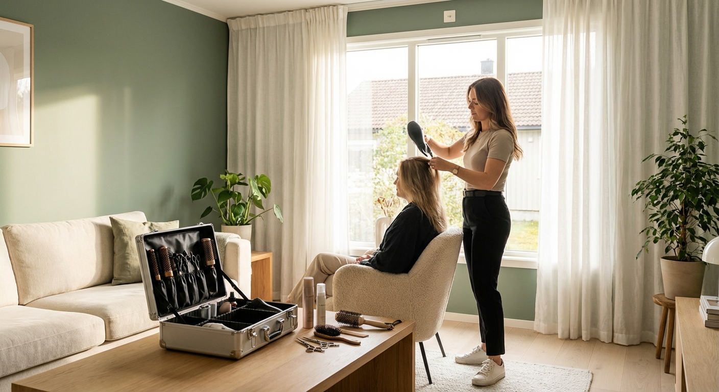 Parrucchiera mobile esegue servizio a domicilio con kit professionale — modello salone a domicilio confronto 2026