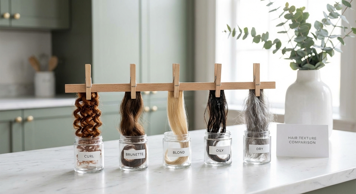 Confronto tra diversi tipi di capello: grassi, secchi, colorati, ricci