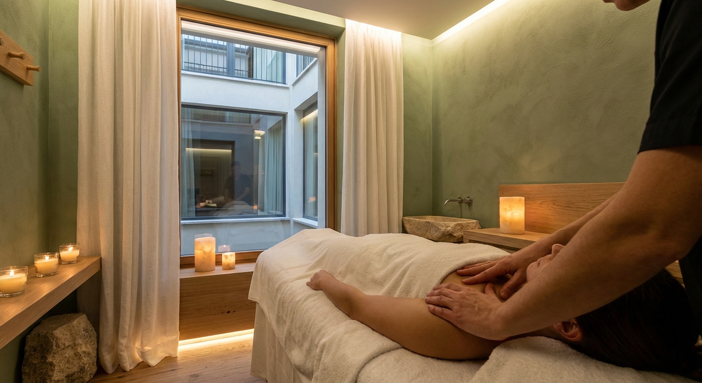 massaggio rilassante in un centro benessere a Verona con candele e ambiente caldo