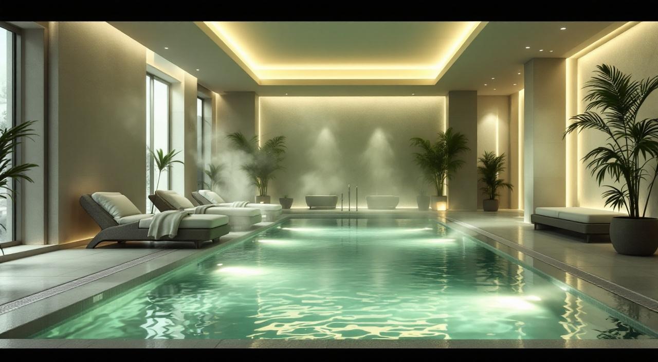 area relax di una spa a Verona con piscina riscaldata e zone lounge