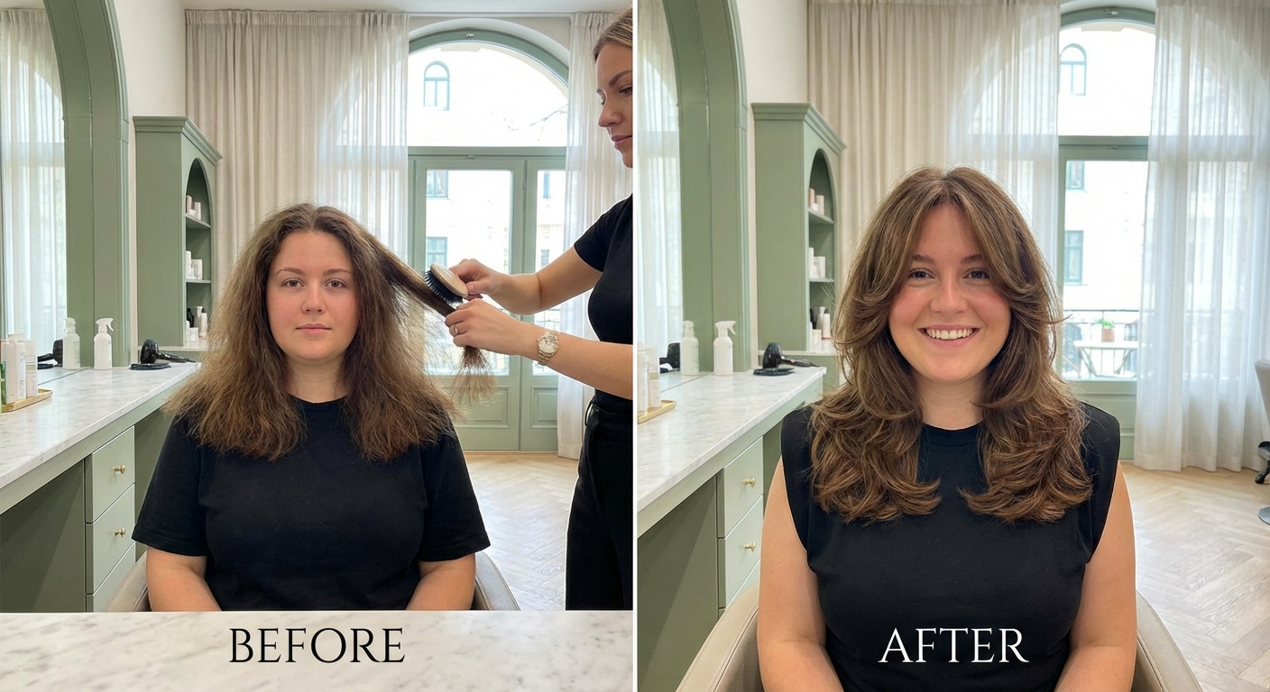 Taglio scalato lungo per valorizzare il viso tondo