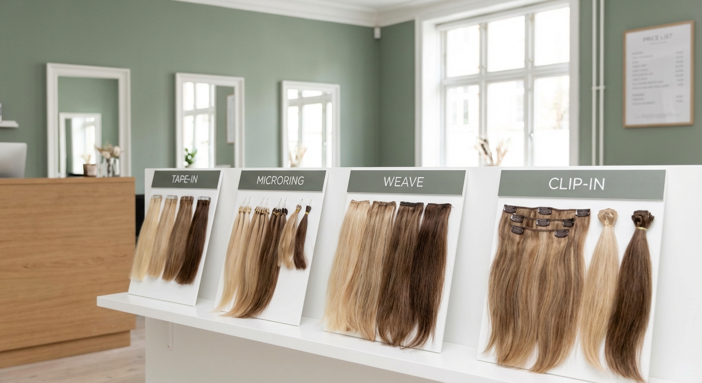 I cinque tipi di extension capelli a confronto: tape-in, microring, bonde, tessitura, clip-in