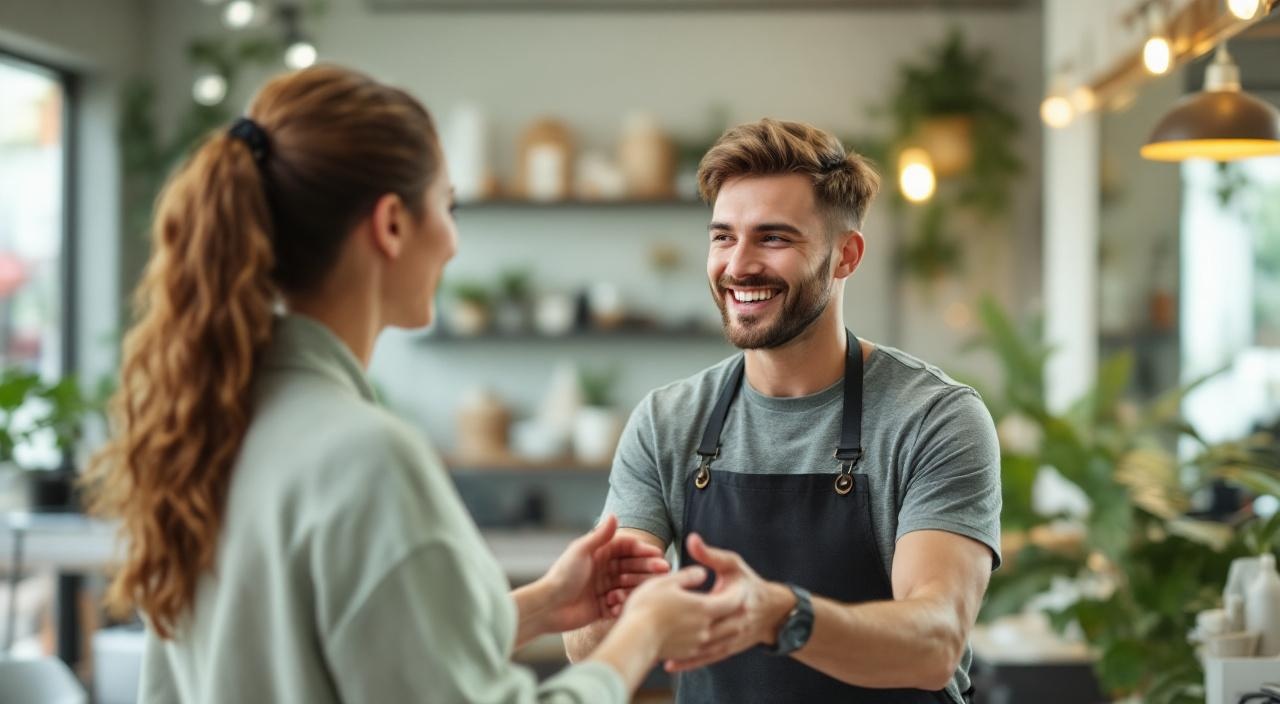 Cliente fidelizzata accolta dal suo parrucchiere di fiducia in salone