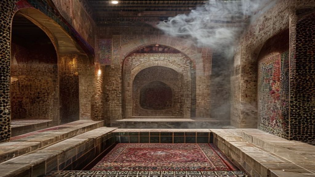 Interno hammam bagno turco con mattonelle marocchine in centro benessere italiano