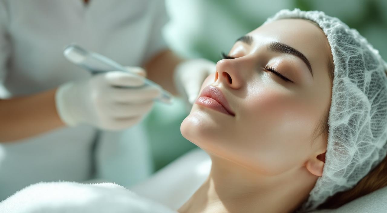 Macchinario Hydrafacial in azione su pelle del viso in centro estetico professionale