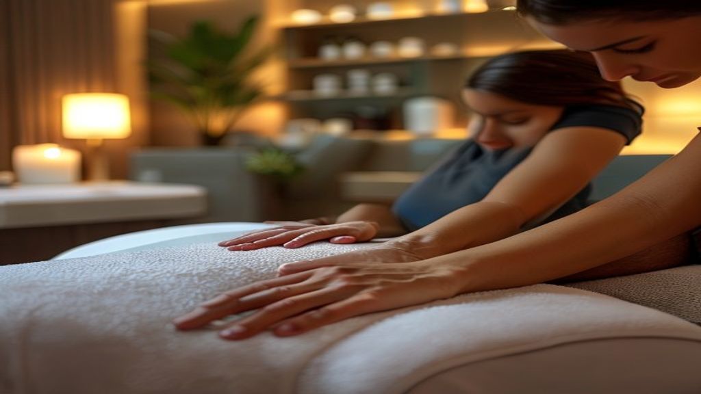 Massaggiatore esegue massaggio decontratturante su cliente in centro benessere