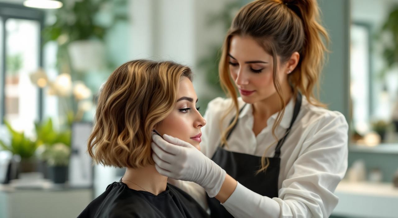 Colorista a Bari applica il balayage su cliente in salone moderno in Puglia
