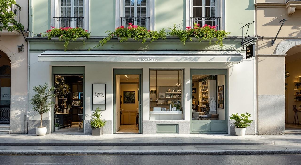 Salone parrucchiere nel quartiere Murattiano di Bari con insegna professionale