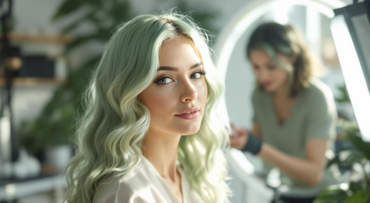 Hair stylist filma una trasformazione capelli per Instagram Reels nel salone