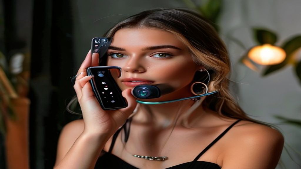 Setup per girare video TikTok in salone con smartphone, treppiede e ring light