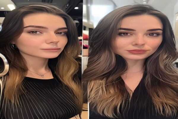 Parrucchiere che filma un video TikTok di trasformazione capelli con ring light in salone