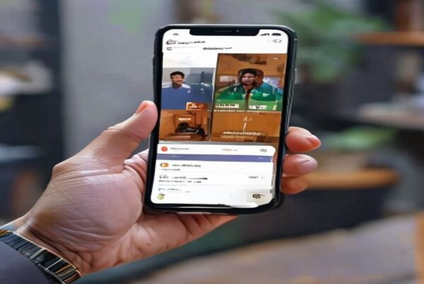 Smartphone con WhatsApp Business aperto in salone parrucchiere per gestione prenotazioni